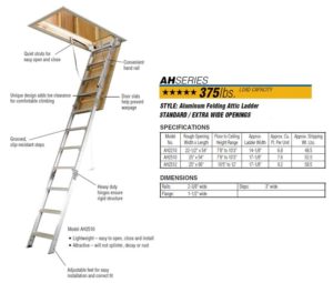Buy Werner Aluminum Attic Ladders Ceiling Height 7 ft. 8 in. to 12 ft. in Dubai